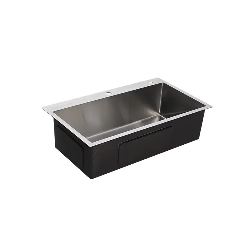 Modern Luxury Handmade Stainless Steel Kitchen Sink Single Bowl 800x500x230mm Custom Design with Faucet Hole for Home