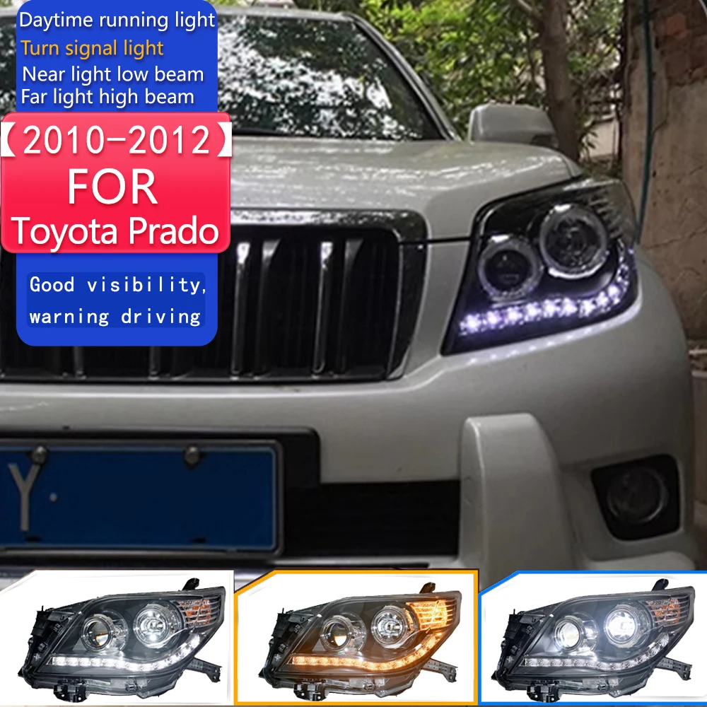 Стайлинг автомобиля для фар Toyota Prado 2010-2012 LC150, светодиодная фара DRL, скрытая фара, ангельский глаз, биксеноновый луч, аксессуары