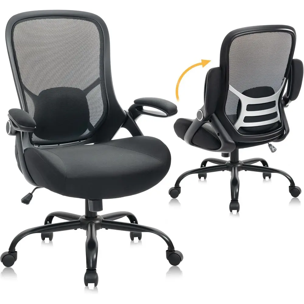 Heavy-Duty Ergonomic Desk Chair with 5 Thick Seat and Adjustable Armrests for Home Office (Black)