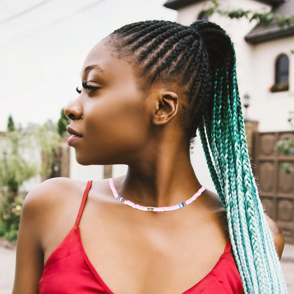 

1Pcs Colorful Necklace Bohemian Choker Stylish Pink Elegant Polymer Clay Daily Party Necklace Fashion Jewelry Bohemian Choker