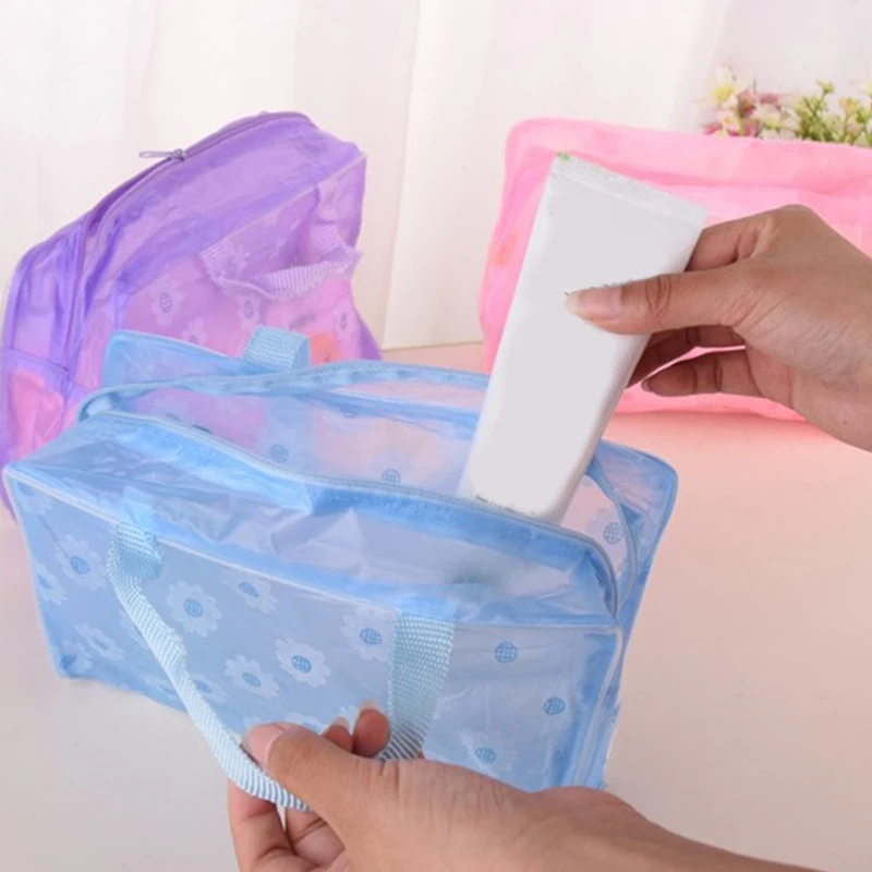 Transparent Waterproof PVC Cosmetic Storage Bag Multicolour Women Organizer for Makeup Pouch Compression Travelling Bath Bags