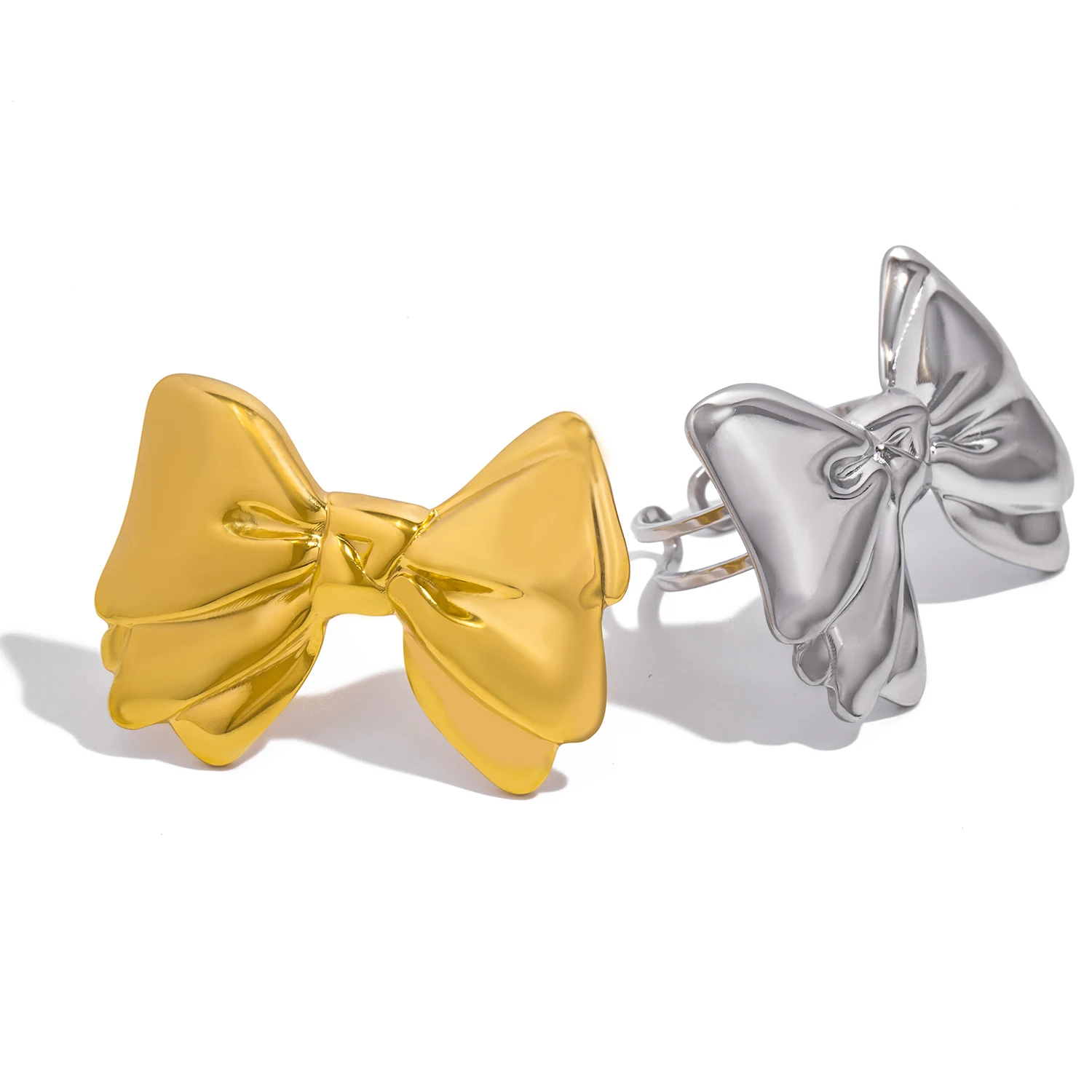 UHBINYCA Stainless Steel Bow Ring for Women, Waterproof Hypoallergenic High-quality Jewelry