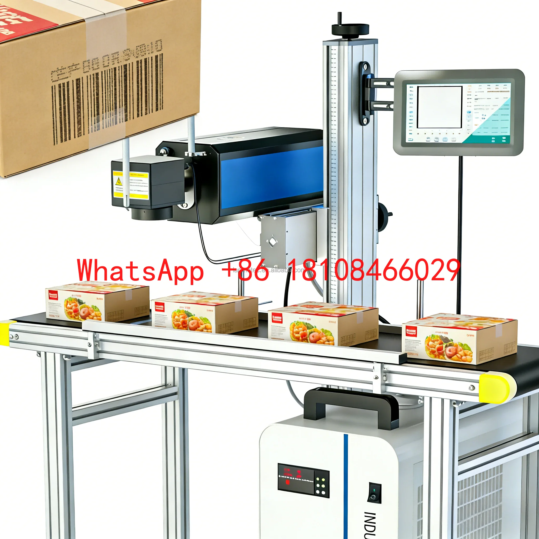 New Metal Non-Metal Flying Automatic Numbering CO2/Fiber/UV Laser Marking Machine Split Type BMP/PLT Air/Water 30W-60W 120m/min
