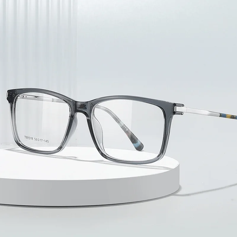 56Mm new ultra-light TR men's rectangular anti-blue light reading glasses custom myopia astigmatism light-induced discoloration