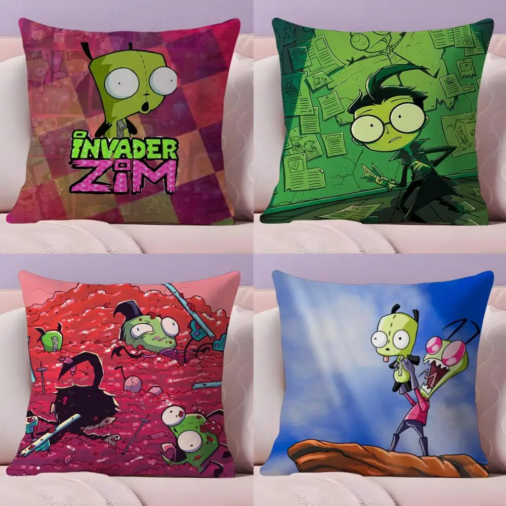 

I-Invader Z-Zim Cushion Cover Short Plush Double-Sided Printing Home Machine Washable in Warm Winter Pillow Case