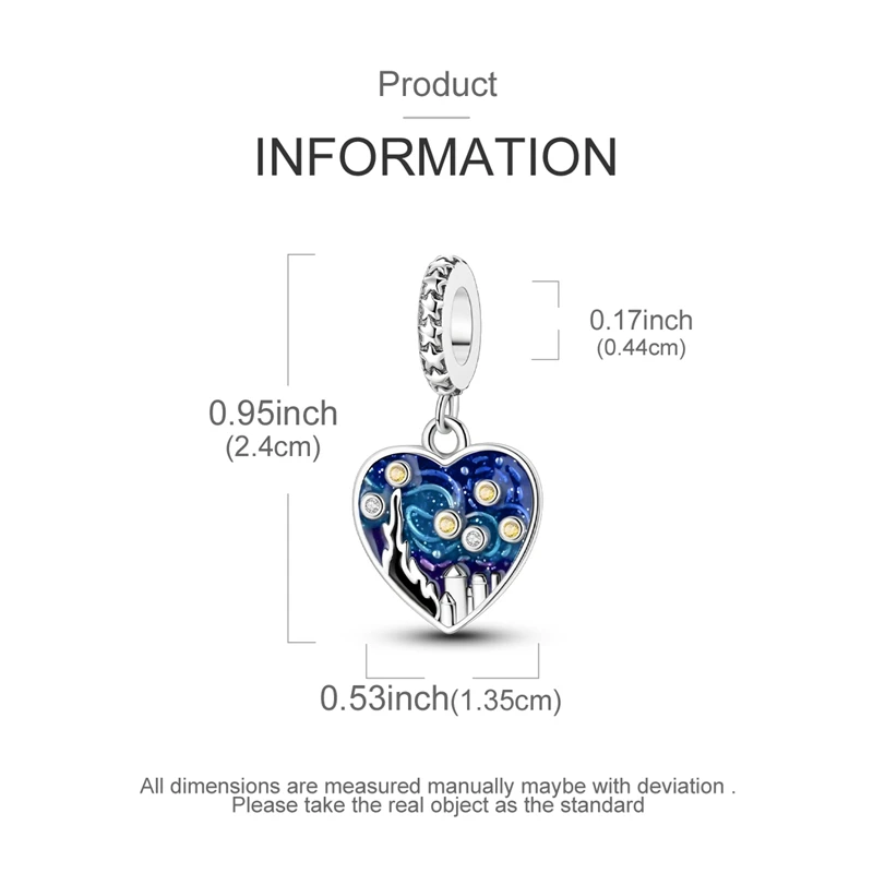 Hot Sale 925 Sterling Silver Van Gogh Starry Sky Pendant Charms Jewelery Fit Original 925 Bracelet For Women DIY Gift