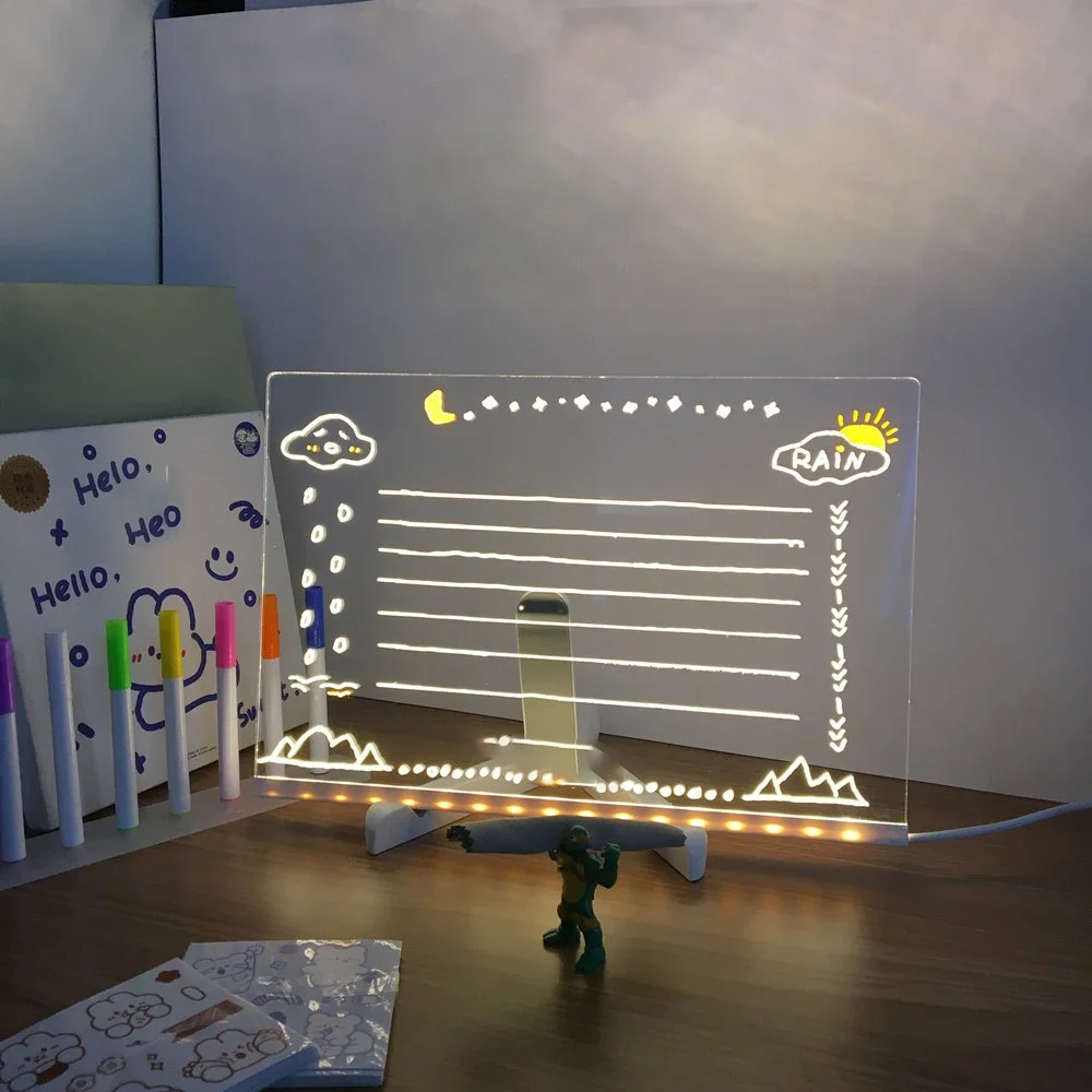 Kids Warm light Luminous Drawing Board Graffiti Tablet Draw Magic Light-Fun With Fluorescent Pen Educational Toy For Children