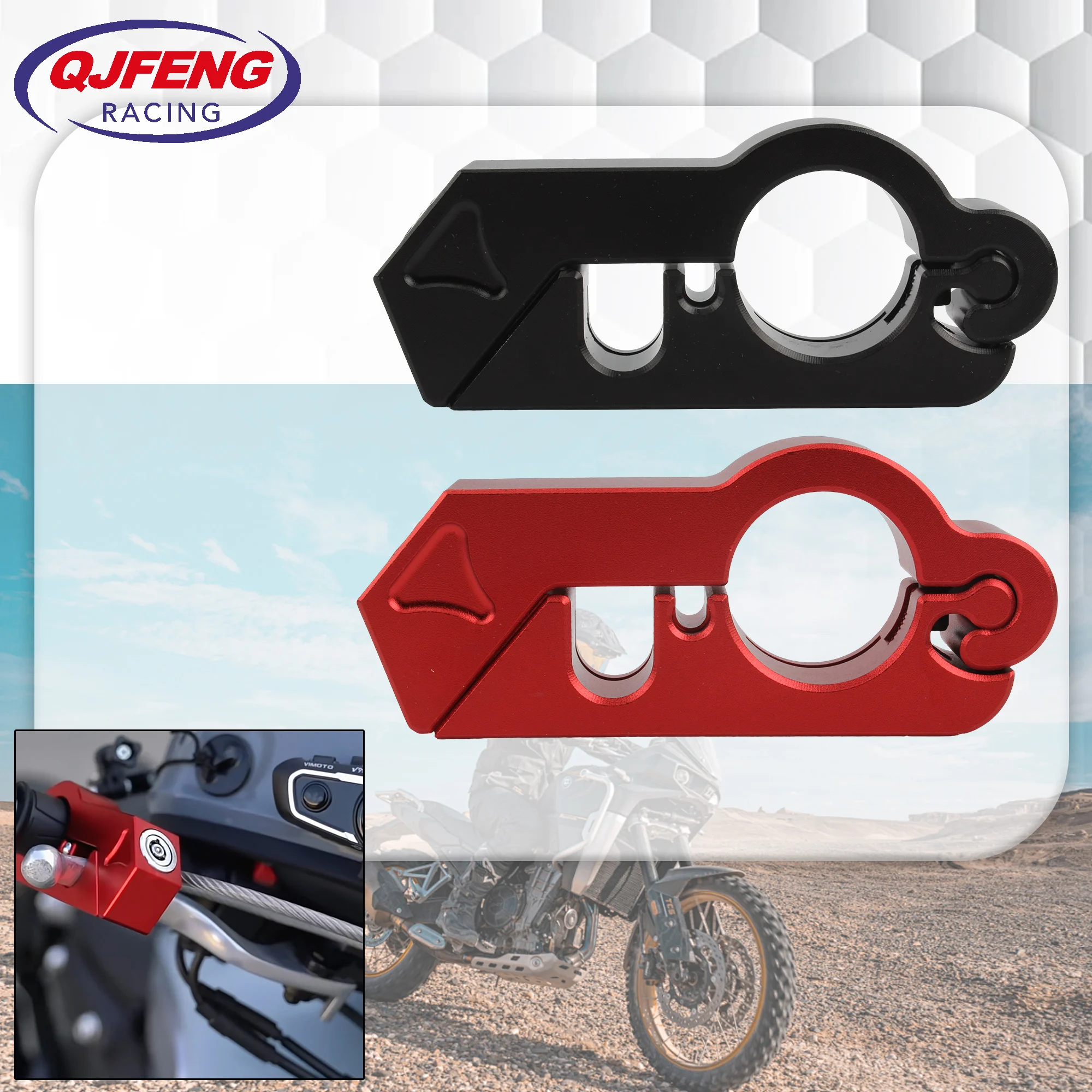 

Enduro Motorbike CNC Handle Helmet Lock Red/Black Aluminum Alloy Universal Scooters Motorized Bike Anti-Theft Accessories