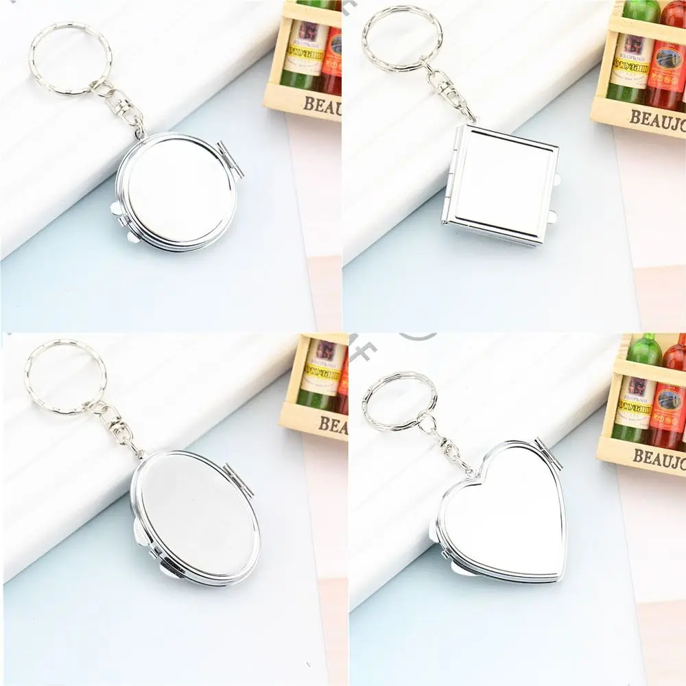 Matal Metal Make-up Mirror High Quality Double Sided Foldable Small Round Mirror Small Key Pendant Clasp