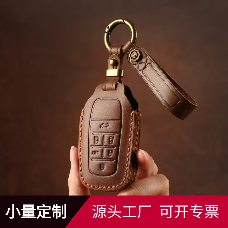 for Toyota Senna Key Cover Handmade Cowhide Leather Creative Car Key Bag for Elantra Avalon Method Domineering Style