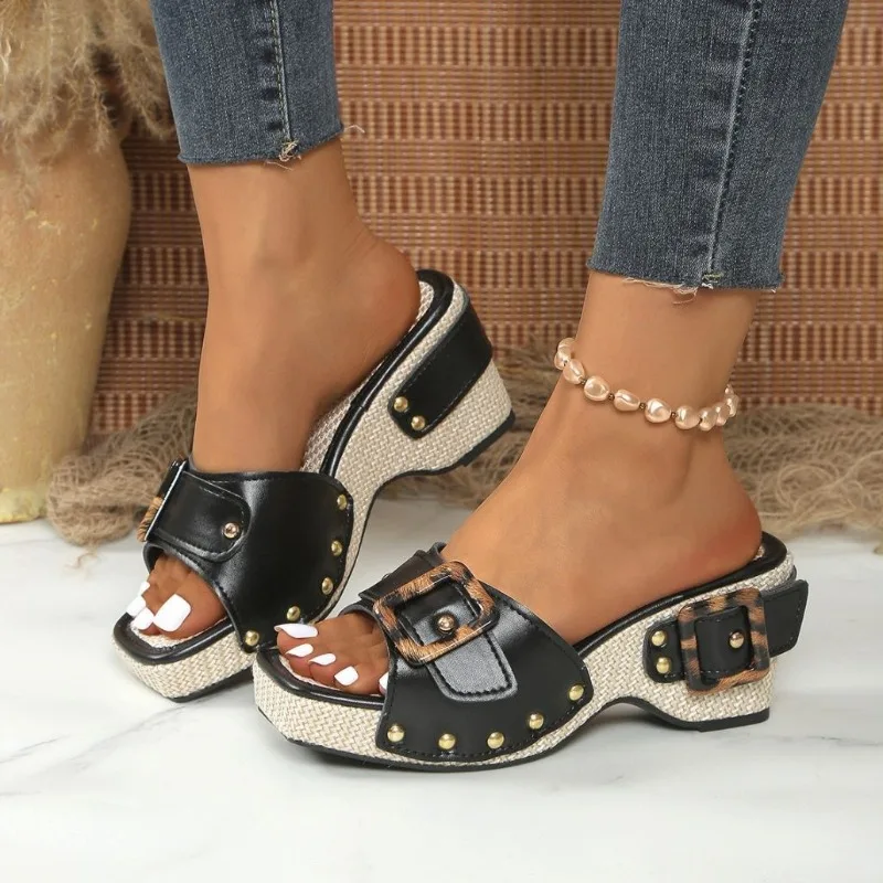 

Sandal of Women Rome Style Comfy Open Toe High Heels Shoes Summer Fashion Casual Slipper Outdoor Slip on Wedge Platform Sandals