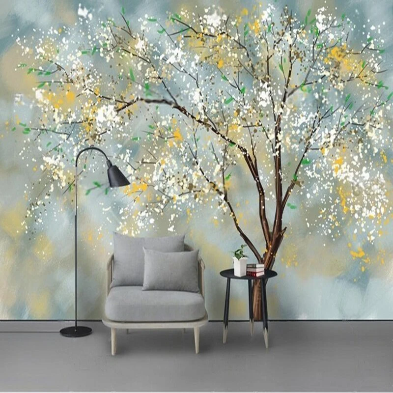 

Modern murals hand-painted abstract trees oil paintings TV luxury home decoration bedroom background wall