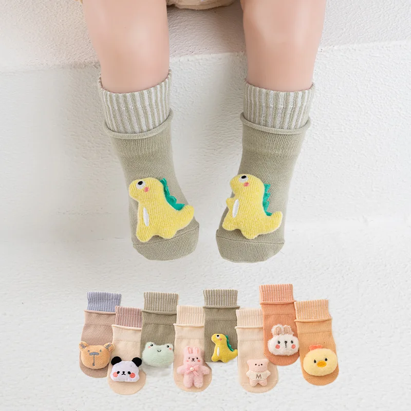 Cute Cartoon Animal Baby Socks Boy Girl Spring Knitted Cotton Breathable Anti Slip Floor Socks Newborn Toddler Socks Accesorios