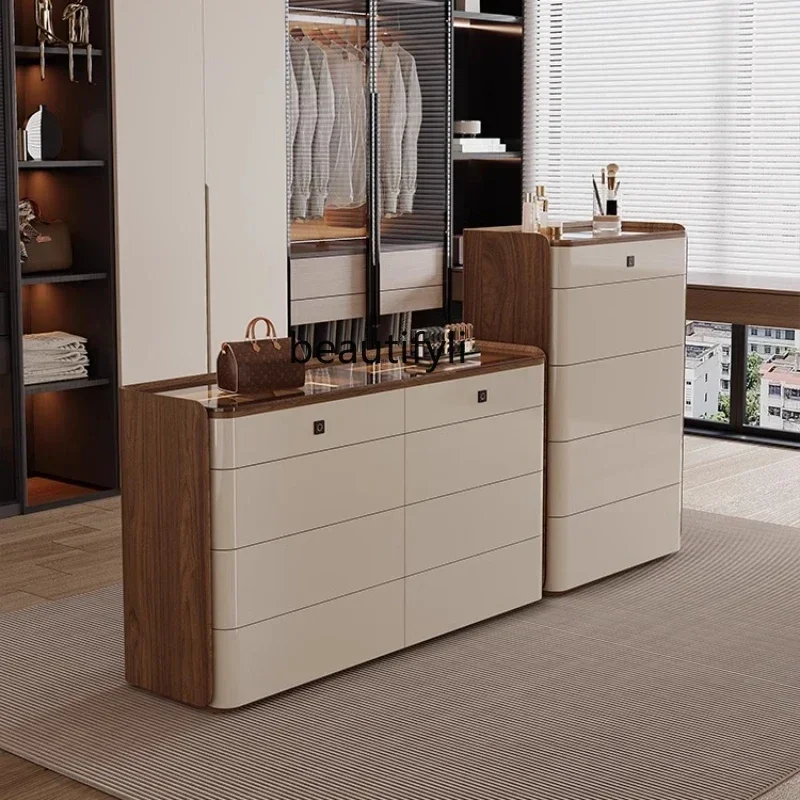 

ss 25 Italian bedroom eight-bucket cabinet, jewelry box, fingerprint lock, master bedroom bedside storage cabinet