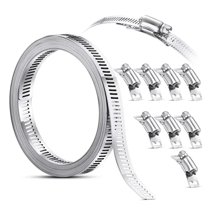 

Durable-3.5M Hose Clamp Strap With 8 Fasteners Worm Clamp Adjustable Worm Gear Pipe Ducting Hose Clamp