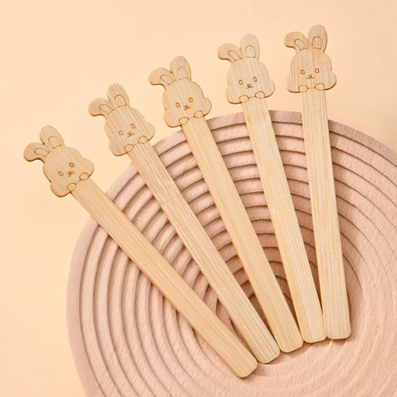 50pcs Natural Wooden Cartoon Ice Cream Popsicle Sticks Wood Stick Ice Cream Spoon Hand Art Ice Cream Ice Cube Lollipop Cake Tool