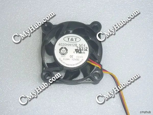 For T&T 4020HH12B NF4 DC12V 0.24A 4020 40x40x20mm Power Supply Cooling Fan 4020HH12B NF4