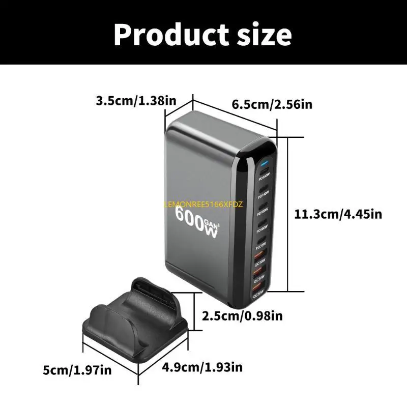 

Y1AE 600W GANS PD Desktop с 8 Port USB C 3 USB A For Office Fast Charging