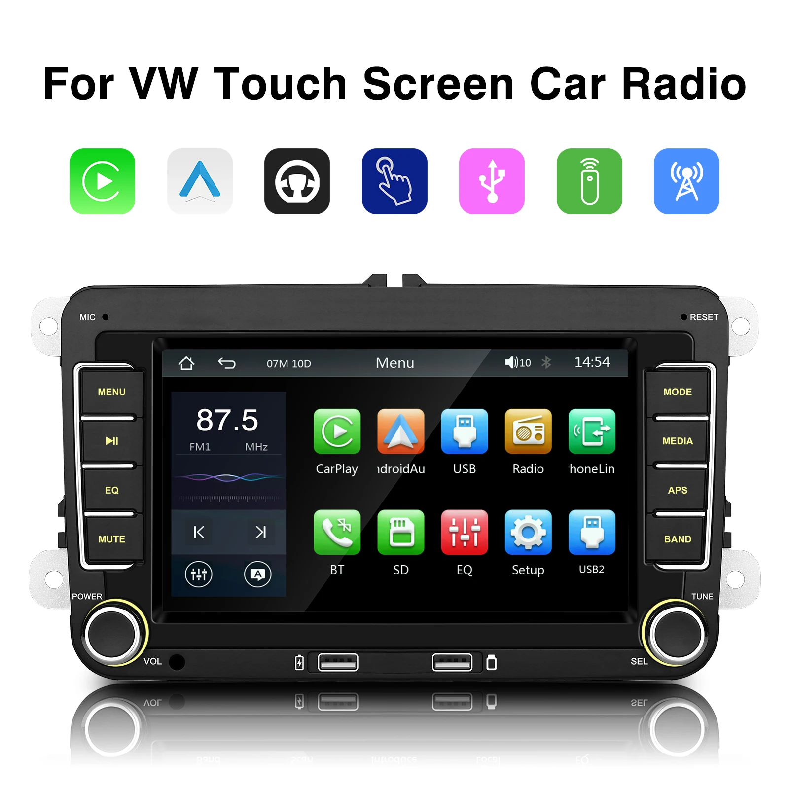 

Автомагнитола Ezonetronics 7 дюймов, универсальная, с CarPlay, Bluetooth, FM-радио, GPS для VW Passat, Golf MK5, MK6, Jetta, T5, EOS, POLO
