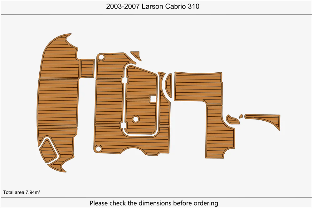 Eva foam Fuax teak seadek marine floor For 2003-2007 Larson Cabrio 310 Cockpit Swim Platform 1/4