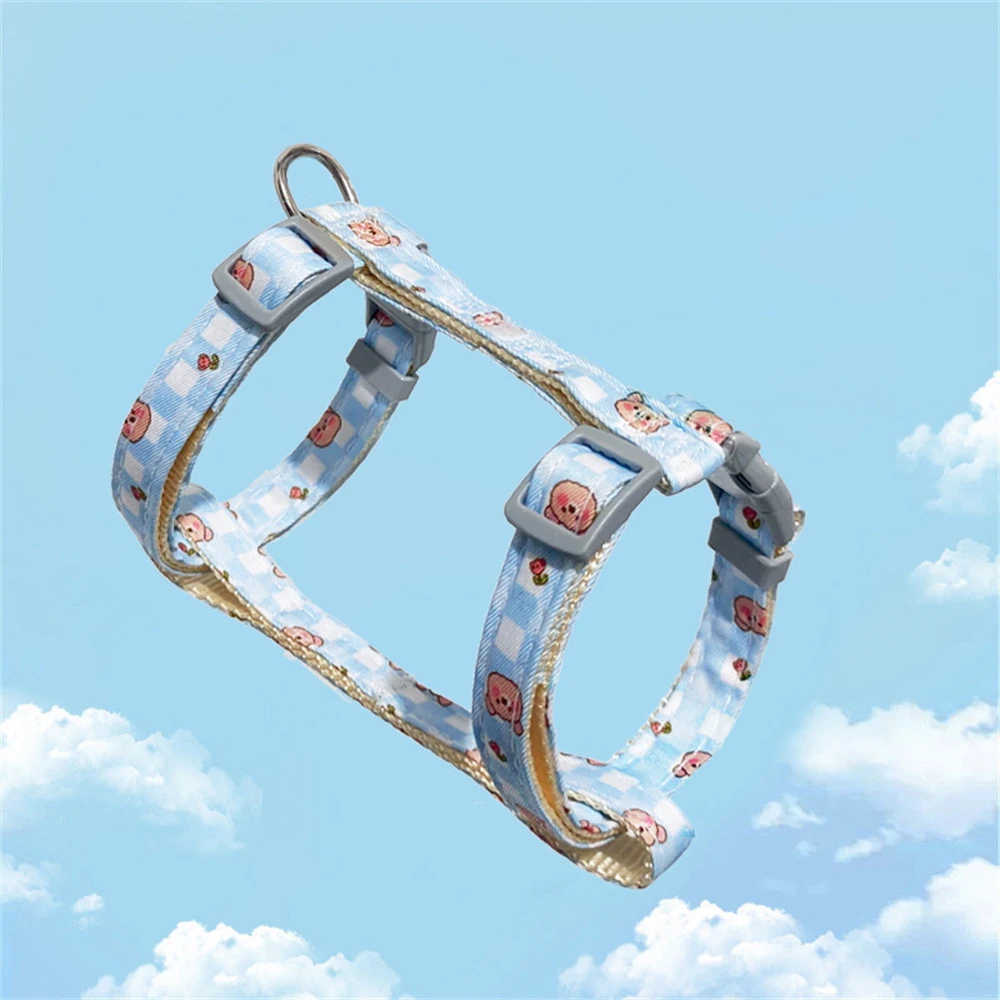 طوق الكلب تسخير المقود مجموعة H-شكل لطيف طباعة قابل للتعديل الحيوانات الأليفة الصدر حزام الجر جرو الحيوانات الأليفة تسخير السلامة لمكافحة خسر حزام