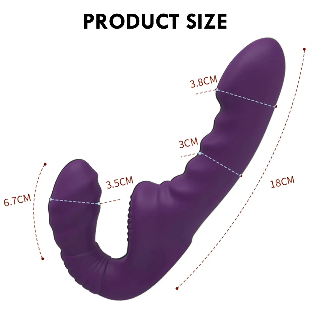 10 Modes Strapless Strap-on Dildo Vibrator with Remote Control for Women Lesbian Couples G-Spot Double-Ended Adult Sex Toys