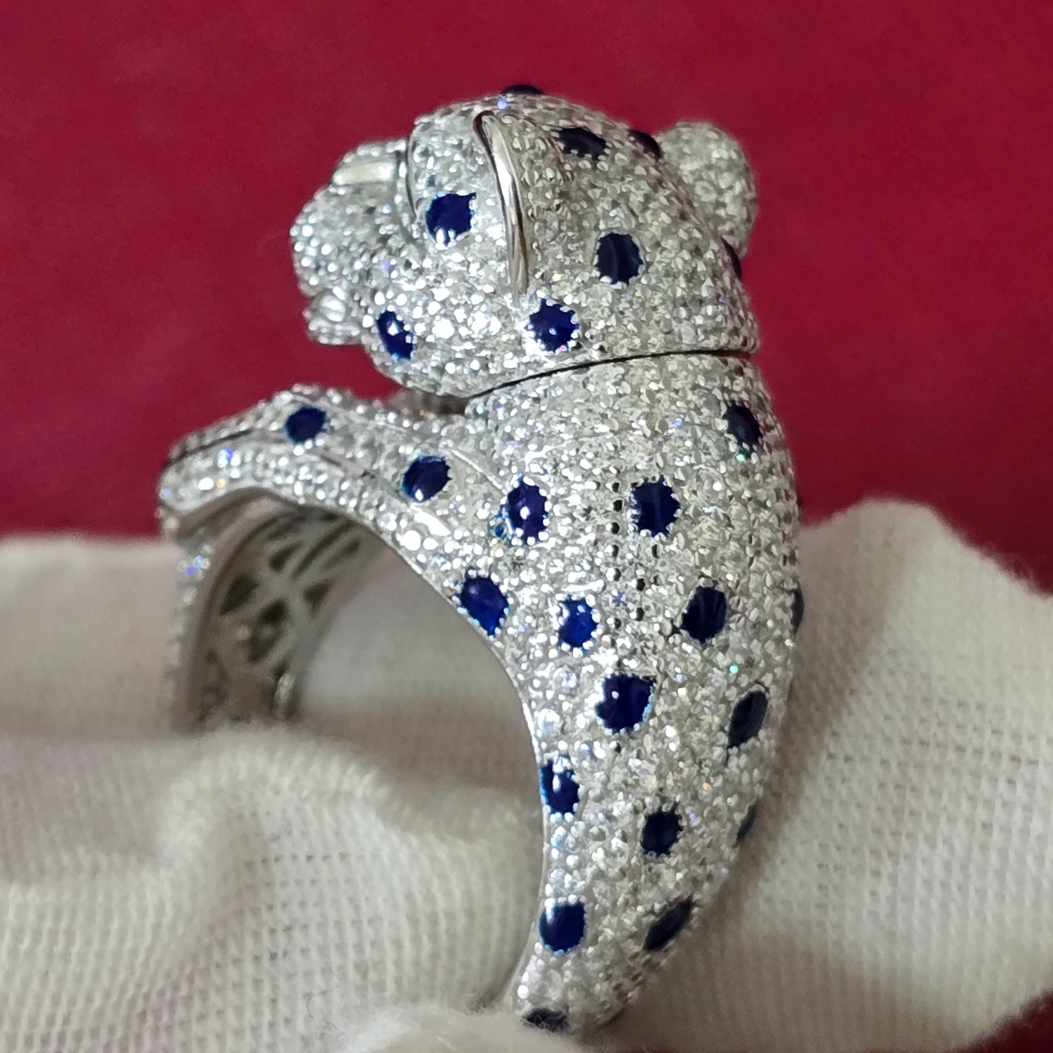 

KQDANCE High Craft Zircon Carobon Diamond Blue Print Panther Leopard Ring Silver 925 Fine Jewelry For Women Or Men 2025 New