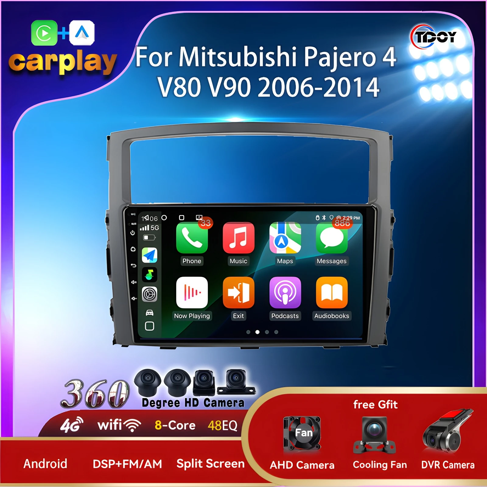 

Автомобильный радиоприемник для Mitsubishi Pajero 4 V80 V90 2006-2014, автомобильный плеер, Android, авторадио, Wi-Fi, мультимедиа, GPS, видеонавигация, Carplay