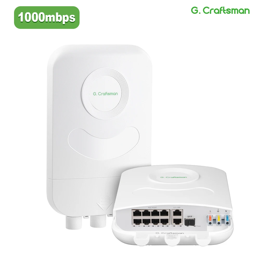 c-gc-q08cb-switch-poe-para-exteriores-de-8-puertos-resistente-al-agua-2ge-sfp-uplink-ieee-8023af-at-1000mbps-30w-puerto-100m-de-distancia-gcraftsman
