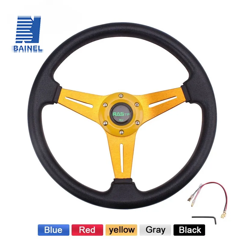 

14-дюймовый 350-миллиметровый руль из искусственной кожи для картингов и модификаций автомобиля, высококачественный универсальный