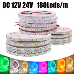 DC 12V 24V pasek LED 5M 10M/Roll SMD 2835 ciepły/naturalny biały/czerwony/zielony/lodowy blękit/różowy/pomarańczowy elastyczny sznur oświetleniowy taśma wstążkowa