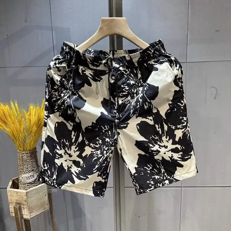 

Мужские пляжные шорты с принтом «Большой цветочный узор» из быстросохнущего полиэстера, коллекция Весна 2025