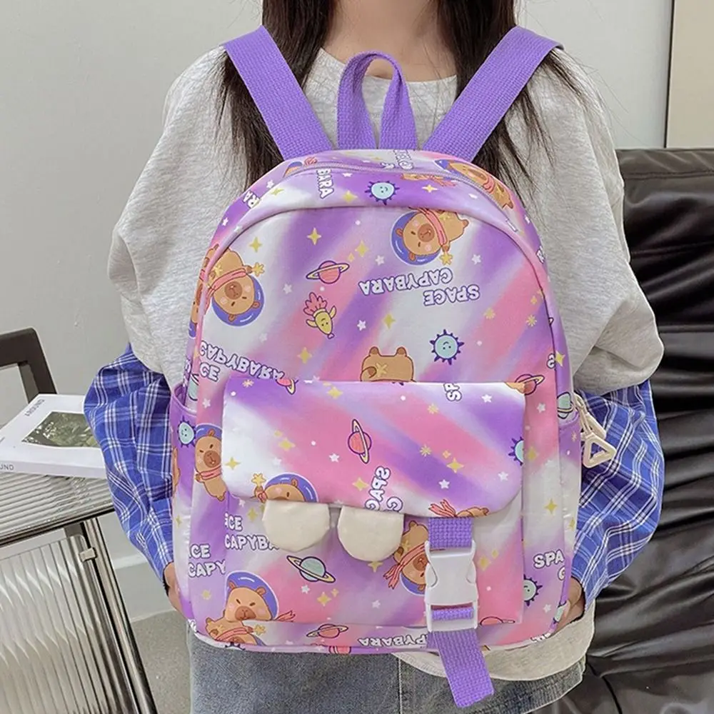 High Quality Nylon School Bags Capybara Large Capacity Kids Backbag Travel Shoulders Knapsack Children
