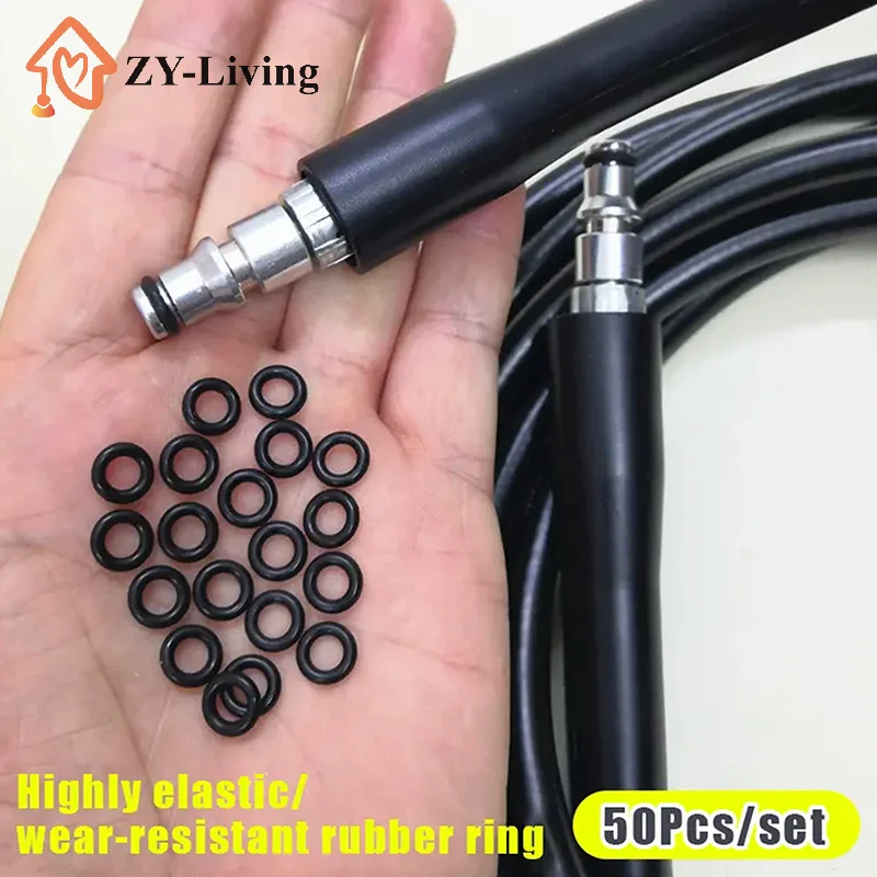 50pcs/lot High Pressure Water Gun Cleaning Outlet O-ring Rubber Ring Black Car Wash Machine Accessories