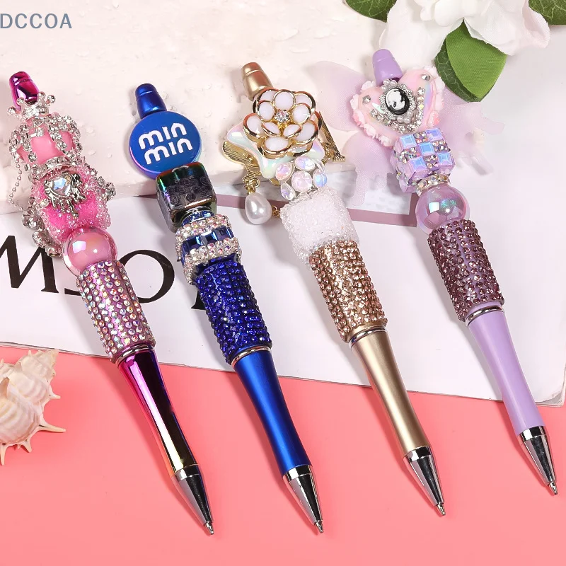 Diamond Beaded Pen DIY Colorful Beadable Ballpoint Pens Student Stationery Pens For Writing School Office Supplies