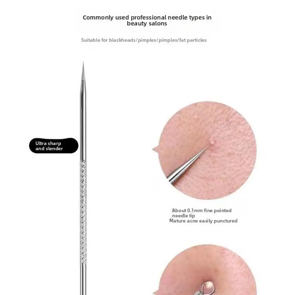 Extracteur de points noirs argentés, comédons, dissolvant de imperfections d'acné, outil cosmétique, aiguilles en acier inoxydable, outil professionnel en acier inoxydable, 1 pièces