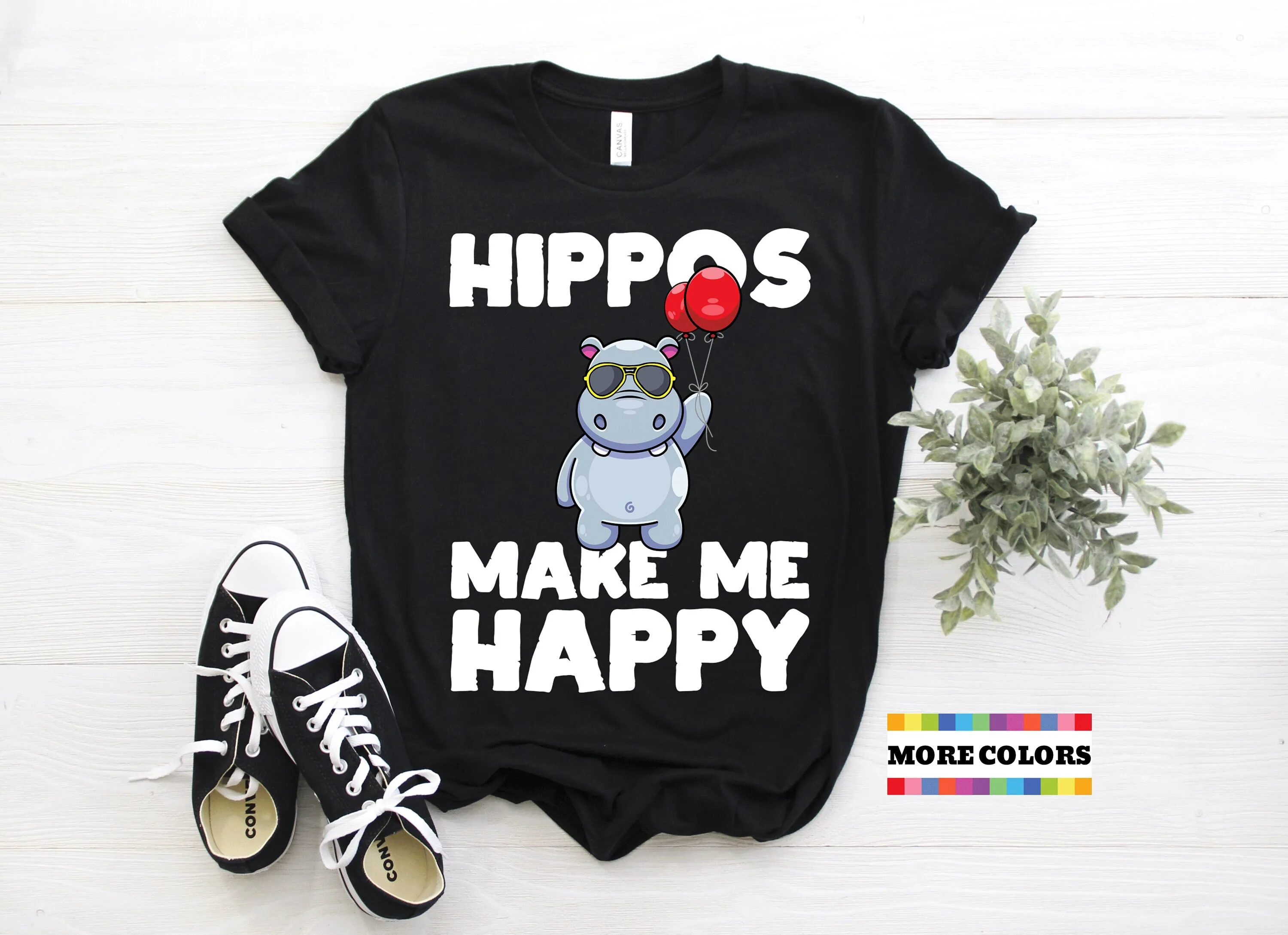 Cool Hippo T Shirt Funny Hippos Make Me Happy Hippopotamus Zoo Animal Lover Costume African Animals Birthday Present