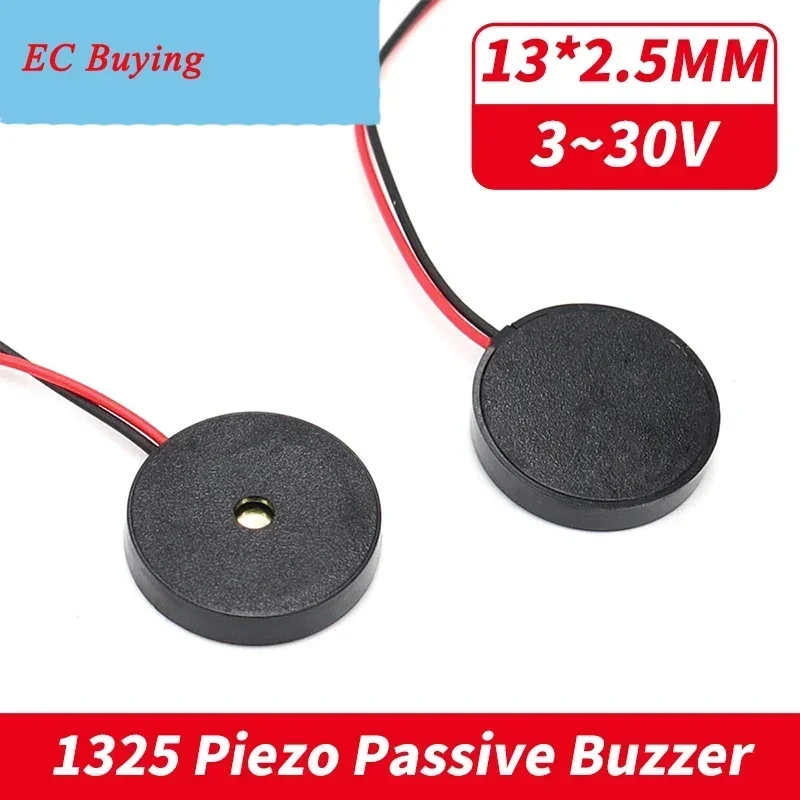 10PCS 1325 4000Hz Passive Buzzer With Wire Piezoelectric Speaker 13MM 13*2.5MM 13x2.5mm 30V Low Power Consumption Electronic DIY