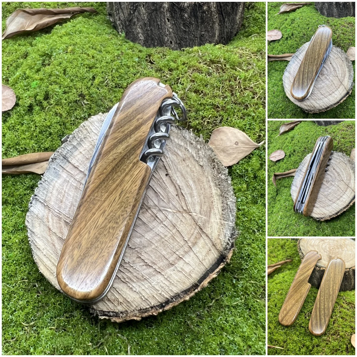 

1 Pair Handmade Green sandal wood Grip Handle Scales For 91mm Victorinox Swiss Army Knife SAK Accessories