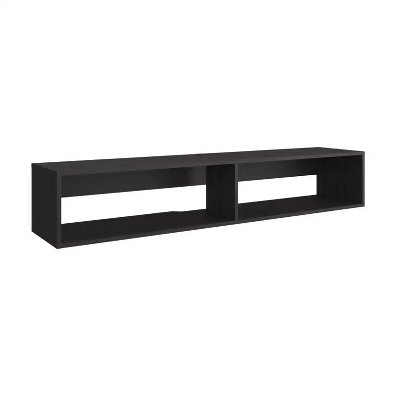 Eco Floating TV Stand with Two Rectangular Shelves in Black Wenge Finish