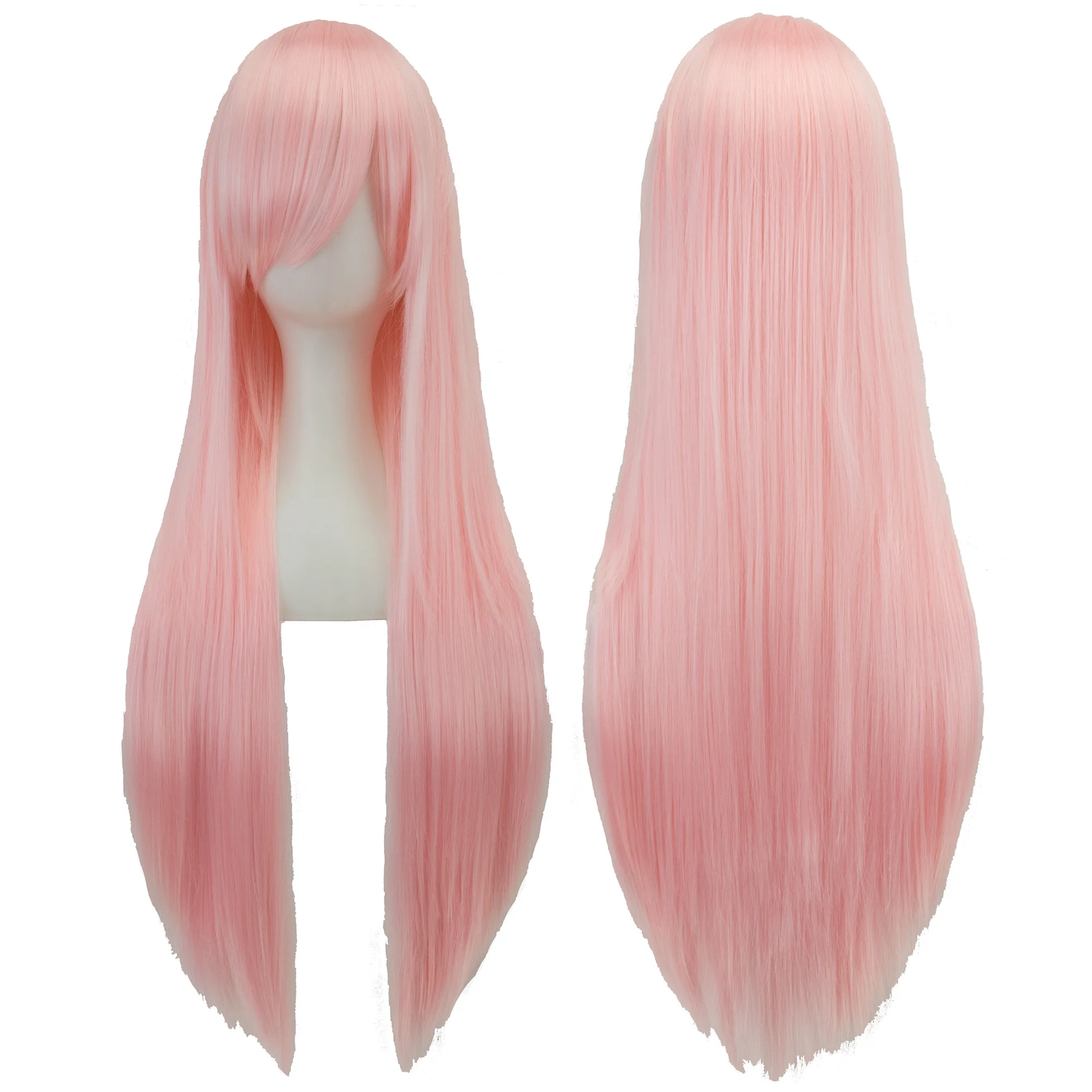 Synthetic Light Pink Long Wig for Anime Cosplay Megurine Luka Straight Momoi Satsuki Wig with Bangs image 2