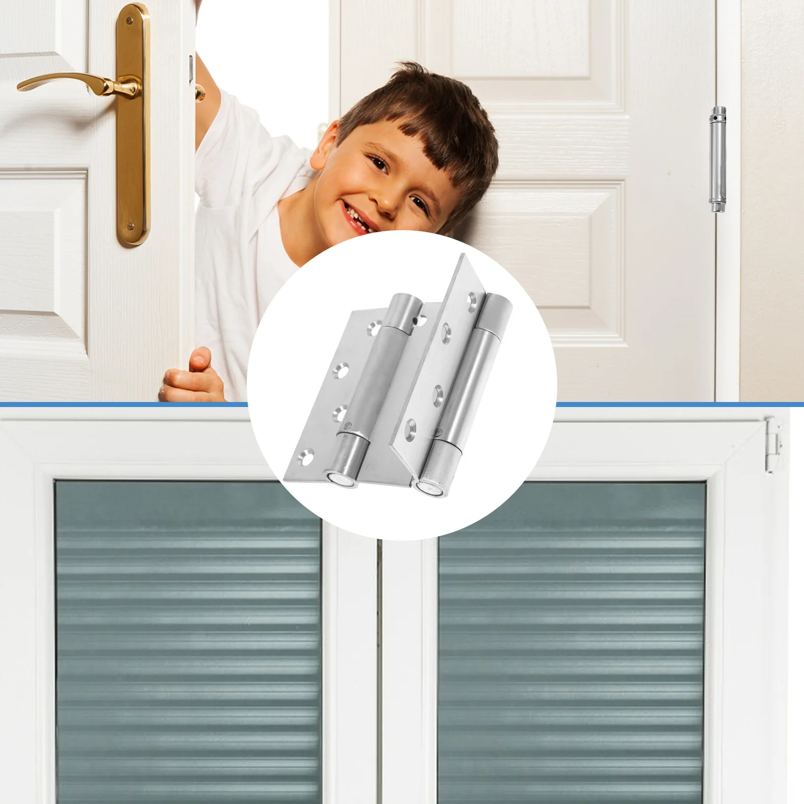 

1Pair Spring Loaded Stainless Steel Door Hinges Double Swinging Adjustable Closing Speed Self Closing Heavy Duty Hinges