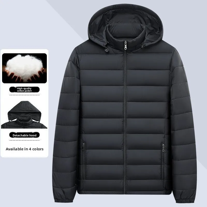 Jaet de algodón acolchado ligero para hombre, abrigo de algodón cálido con cuello levantado, ropa de trabajo con capucha, prendas de vestir exteriores para Otoño e Invierno
