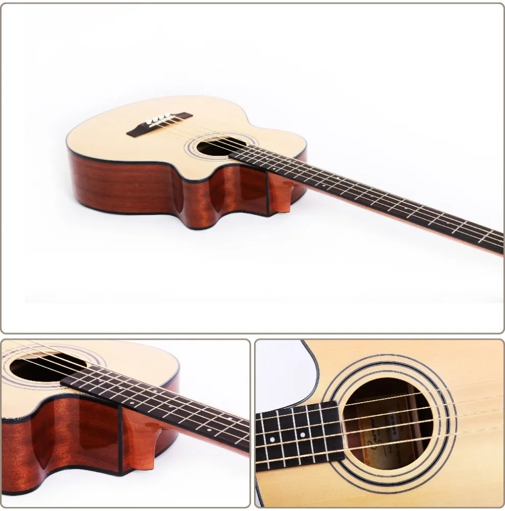 Deviser 4 Strings Wooden Acoustic Bass Guitar