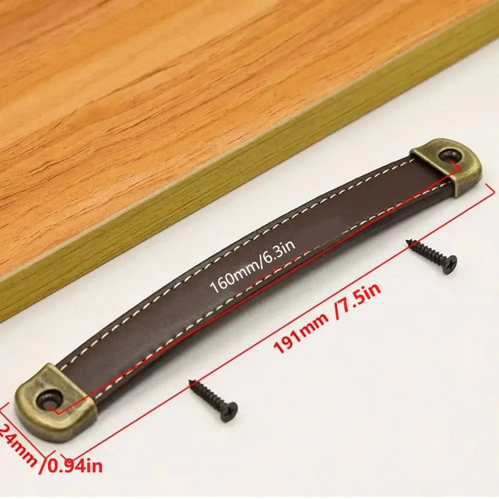 Винтажные кожаные ручки с винтами, квадратные дверные ручки из цинкового сплава, мягкие 96/128/160 мм, ручка ящика для шкафа