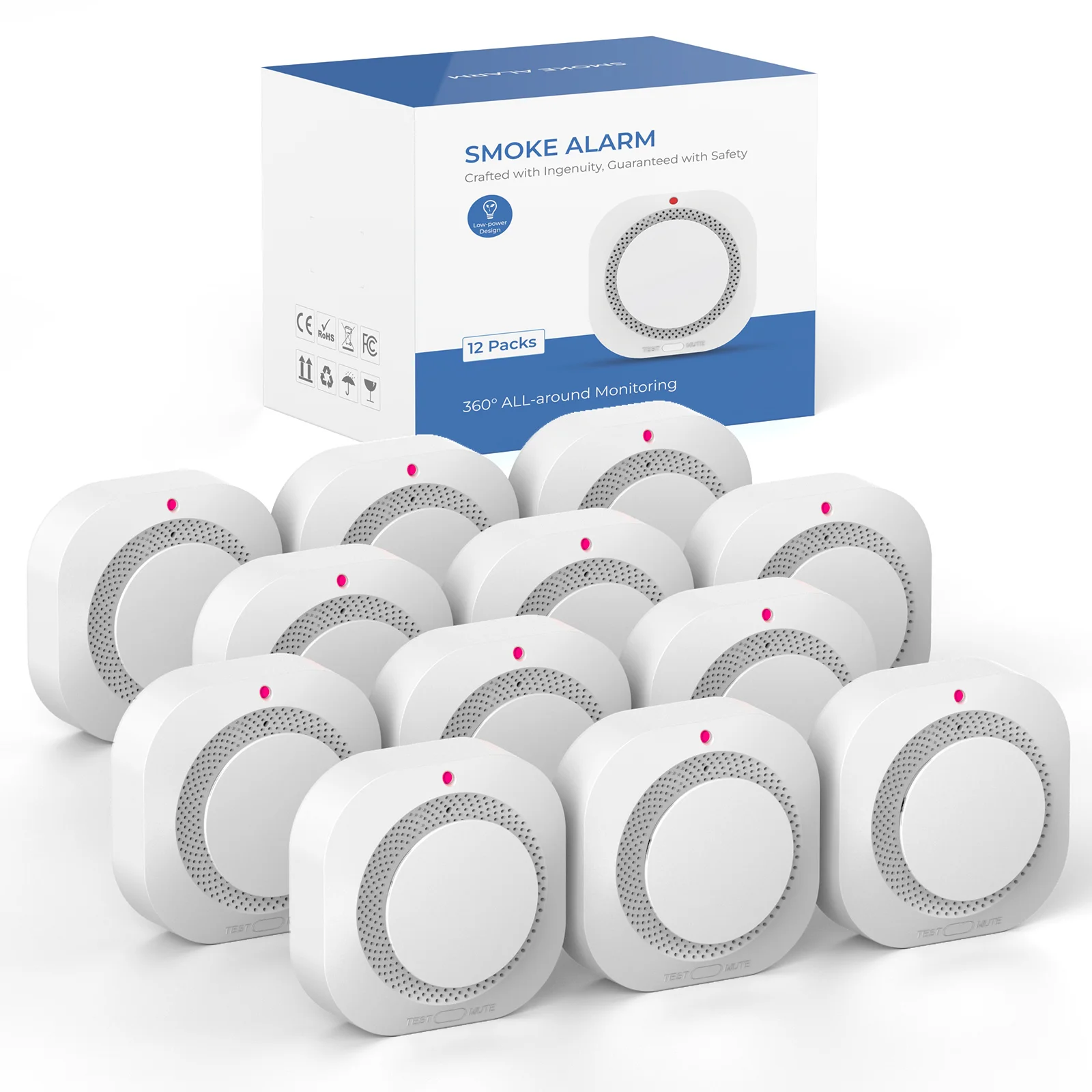 4 / 6 / 8 / 12 Stück Tuya Zigbee Rauchmelder mit 360°-Erkennung, Echtzeitüberwachung, Alarm-App und Fernbenachrichtigung für mehr Sicherheit in Ihrem Zuhause