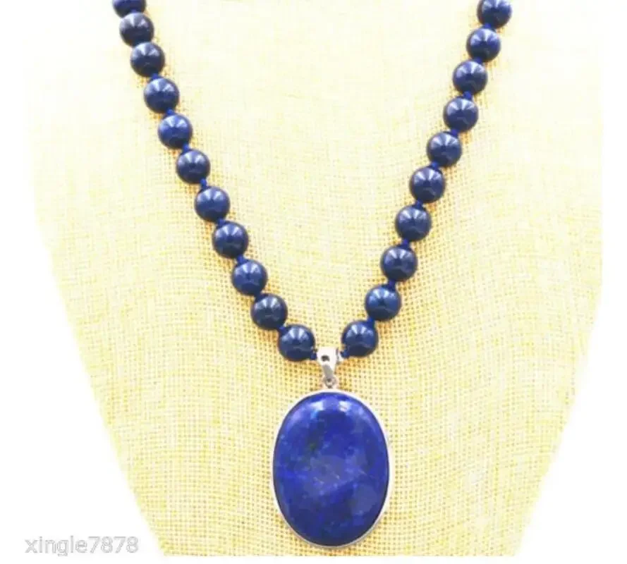 

Sapphire bead necklace, 8mm 18 inches and 18x28 mm