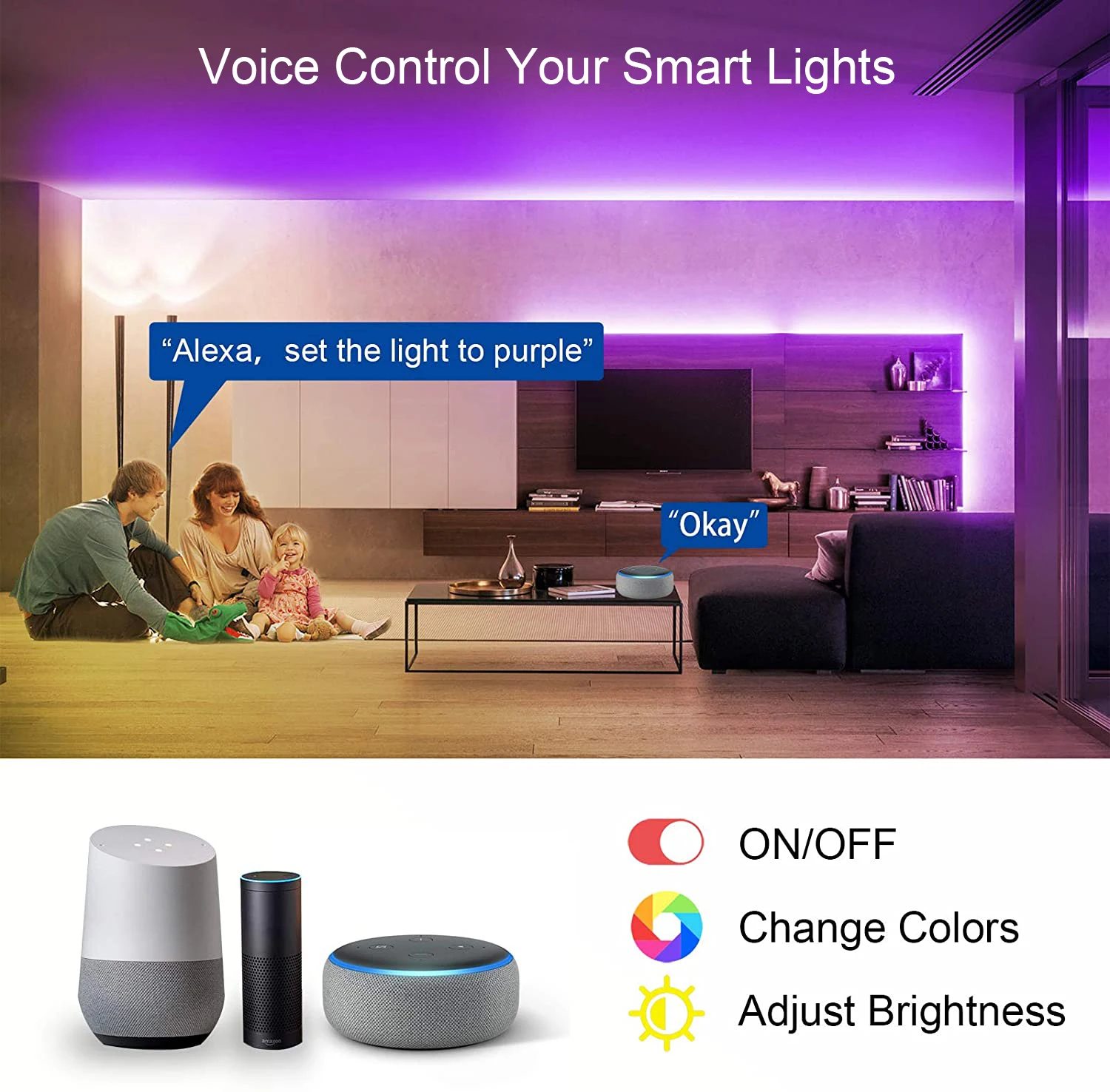 Светодиодные ленты Wi-Fi, синхронизация музыки, RGB светодиодная лента Alexa, умные световые ленты для декора вечеринок, комнаты, подсветка