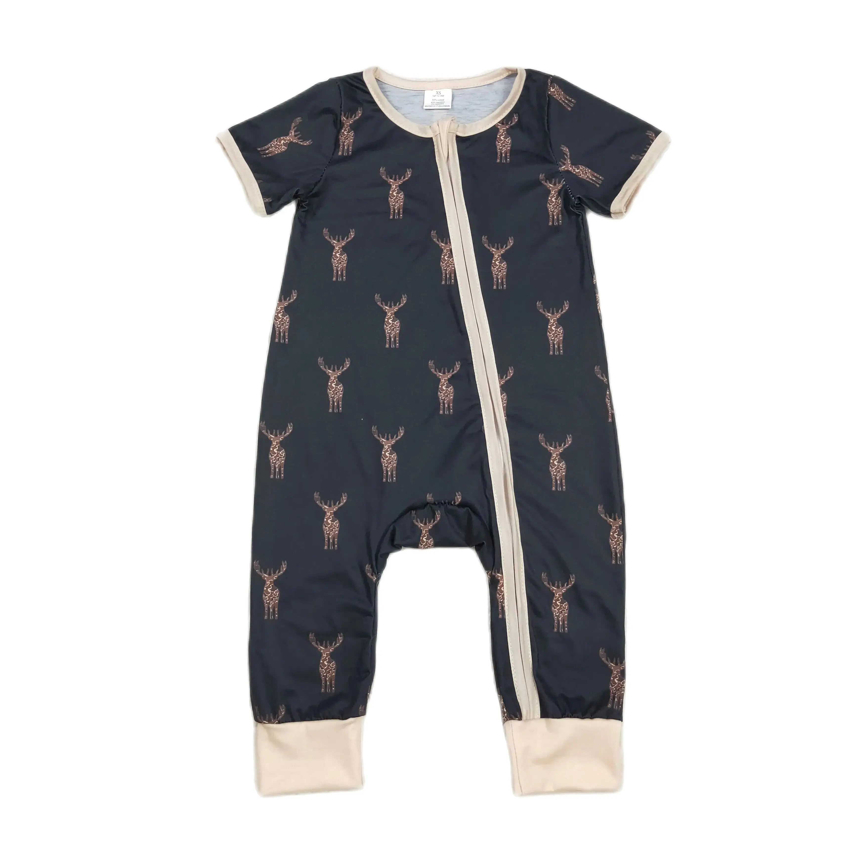 

Wholesale Kids Newborn Short Sleeves Horse Deer One-piece Western Coverall Bodysuit Baby Boy Toddler Zipper Romper Jumpsuit