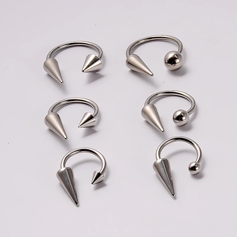 

Punk Stainless Steel Spike Cone Septum Ring Circular Barbell Lip Horseshoe Cone Labret Stainless Steel Piercing Jewelry Gift